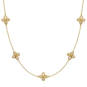 Collier Gelbgold 375 5 Perlmutt Kleelemente 45cm