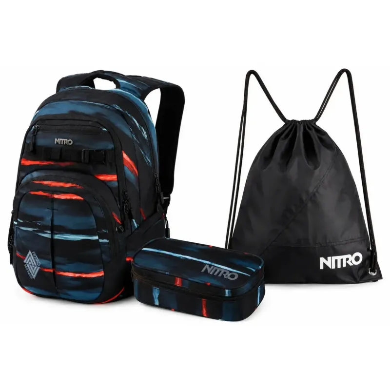 Nitro Schulrucksack Set Chase Acid Dawn – 3-teilig inkl. Pencil Case XL & Sportsack-Nitrobags-Shop