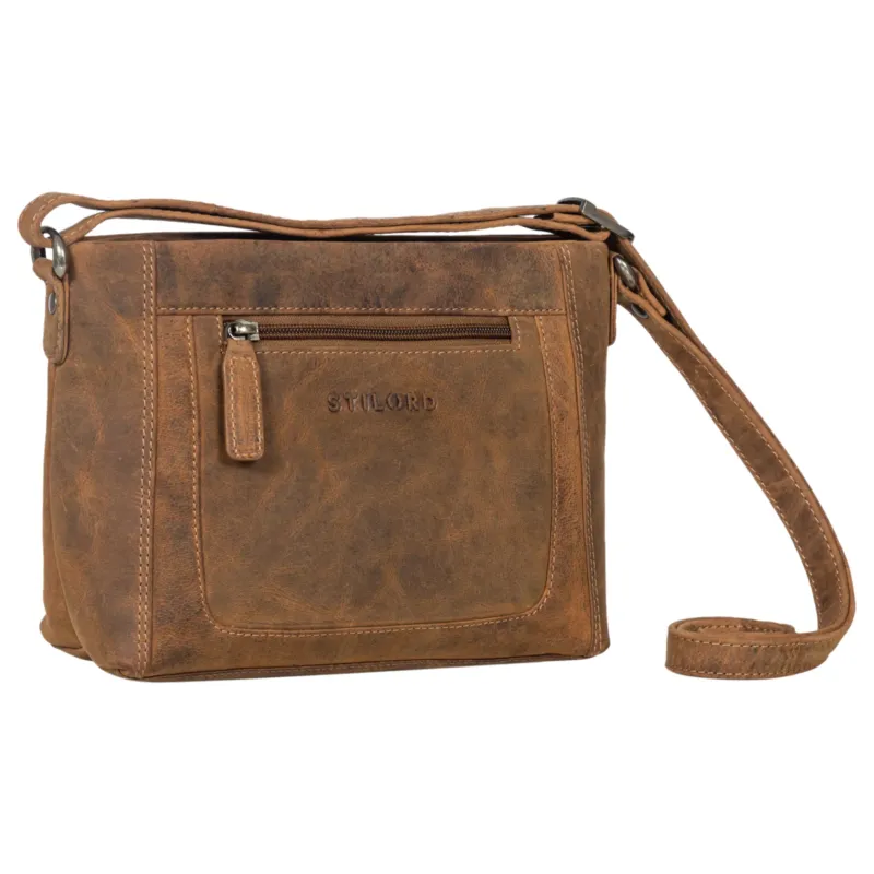 Wildleder Schultertasche Damen Vintage braun mittel-groß