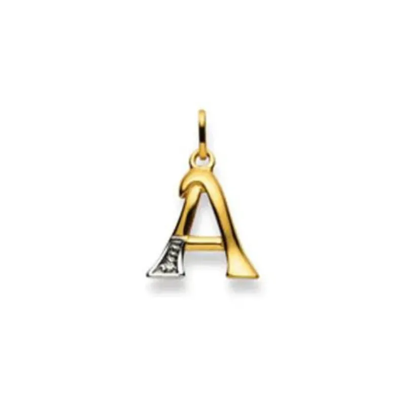 Buchstaben Anhänger Bicolor mit einem Diamant in 18 Karat Gold - 750 - A