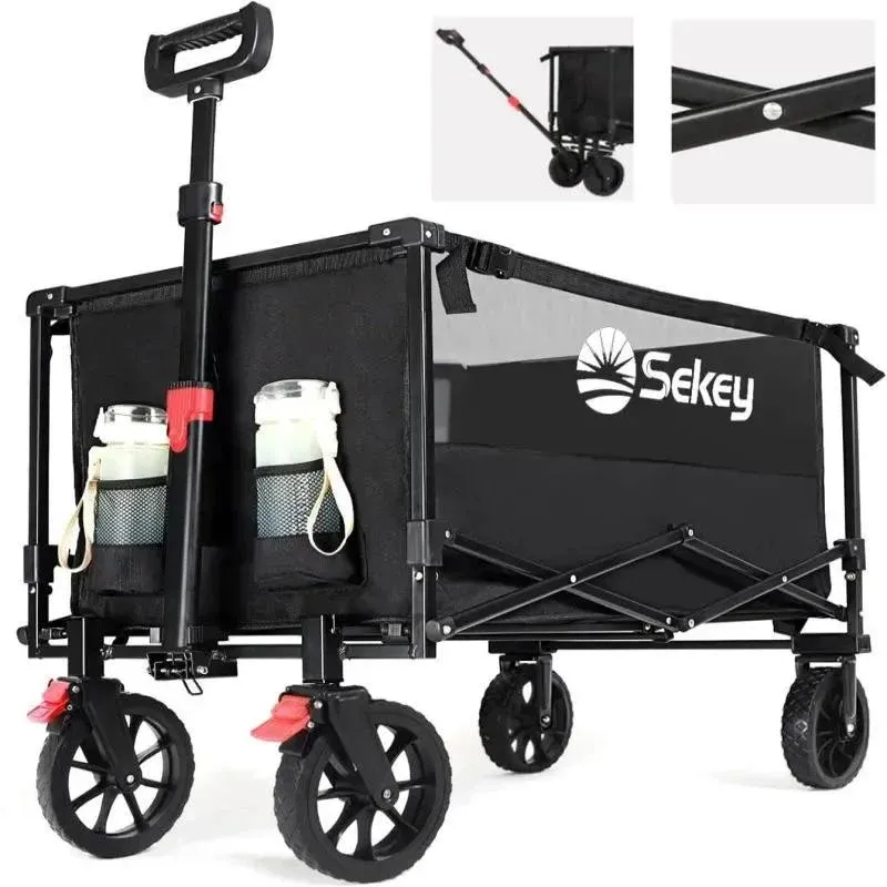 Sekey 160L / 100KG Faltbarer Bollerwagen, mit Praktischem Reißverschluss Sekey