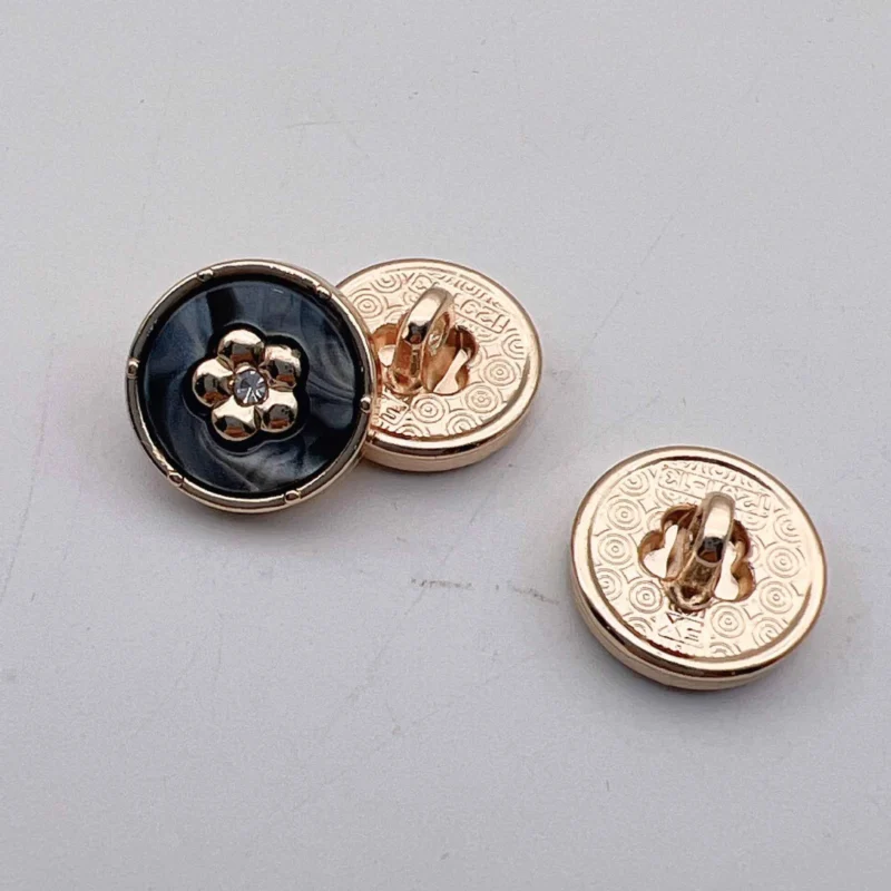 12.5mm Round Diamond Metal Buttons for Women's Shirts 50pcs Black