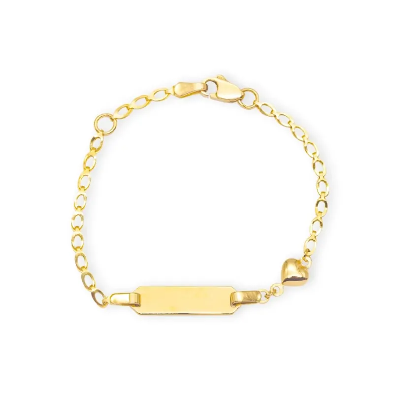 Baby Kinder Gelbgold Bracelet mit Herz & Gratis Gravur - GB-907/9