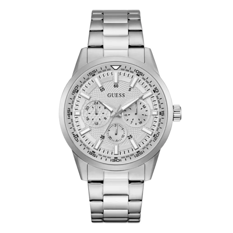GUESS Herrenuhr TREY Silber Edelstahl