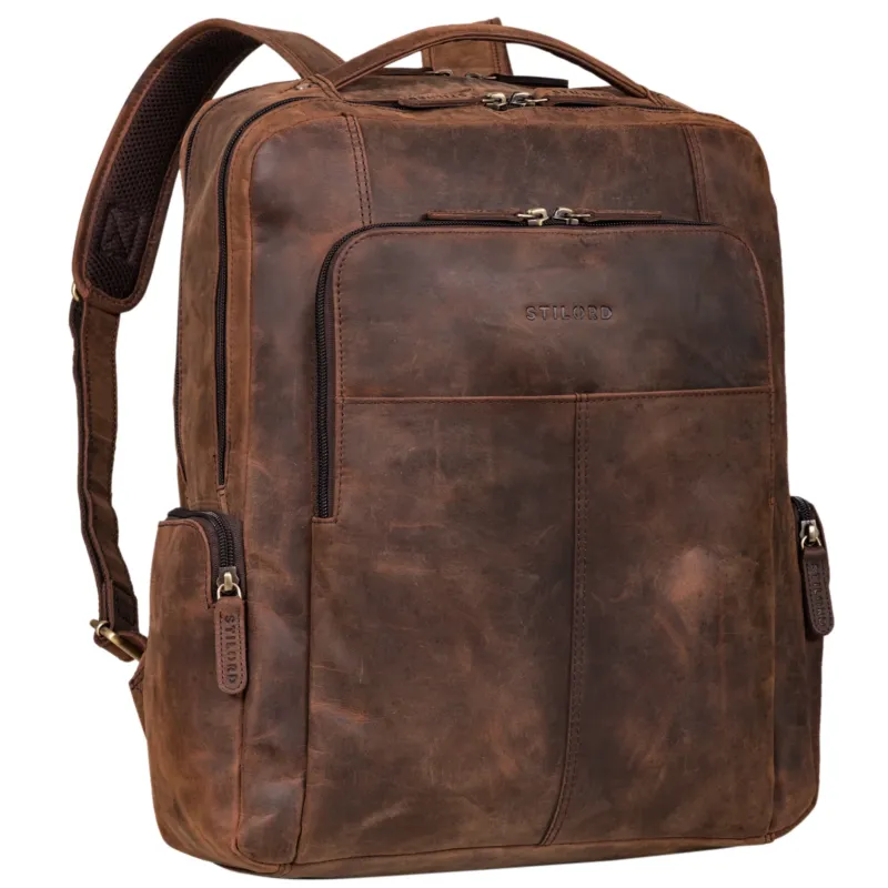"Sigrid" Zeitloser Leder Rucksack mit Laptopfach 17 Zoll