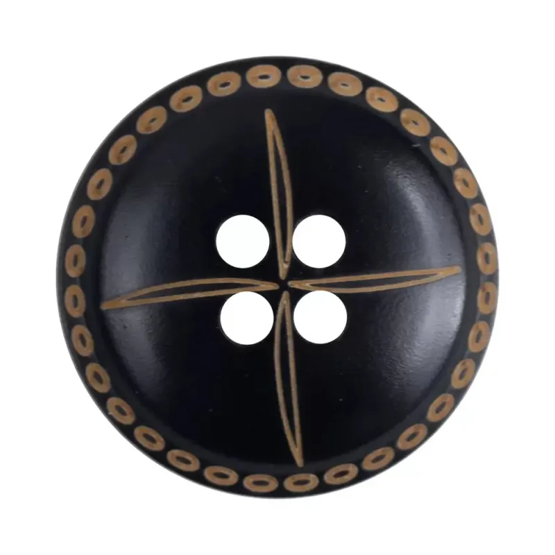 15/20/25mm Vintage Black Convex Laser Engraved Horn Buttons 12pcs