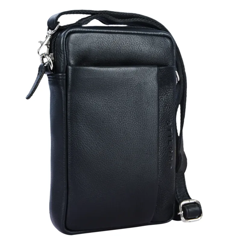 Leder Herrenhandtasche Umhängetasche schwarz