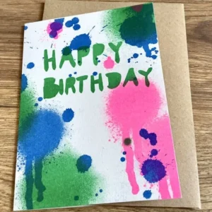 Briefkarte Happy Birthday Kleckse - Polly Paper - Umweltfreundliche Schreibwaren
