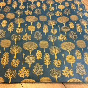 Geschenkpapier Lokta Lamali Trees kupfer auf petrol