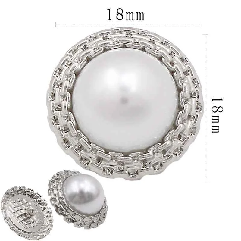 18mm/20mm/25mm Classic Gold Silver Round Pearl Shank Buttons 20pcs Silver 18mm