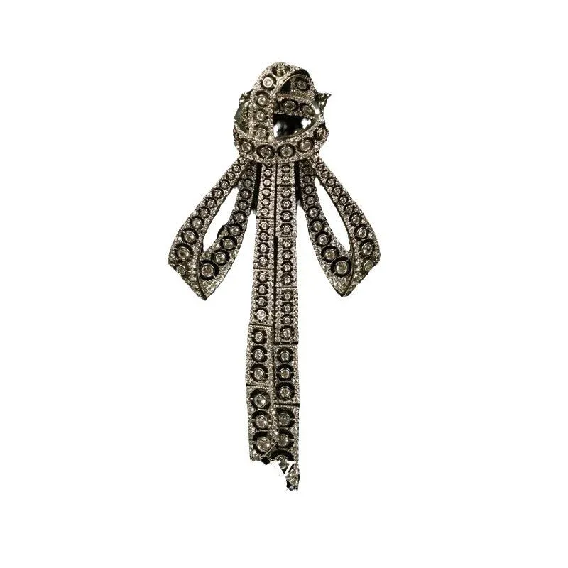 Butterfly Bow Brooch with Full Diamond Vintage Copper Pin