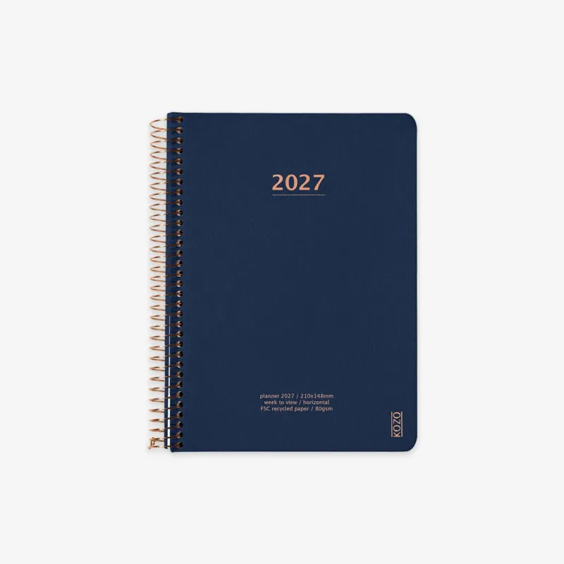 KOZO SPIRAL-BOUND CALENDAR 2027 A5 (DANISH) // NAVY