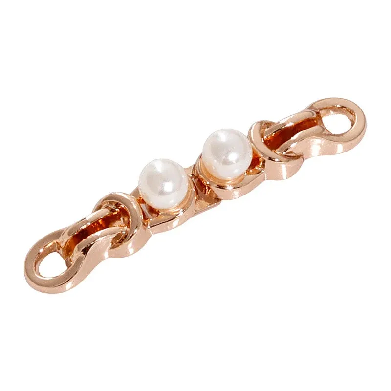 4.5cm Chinese Metal Frog Buttons with Pearl Light Gold and Silver White 20pcs Light Gold