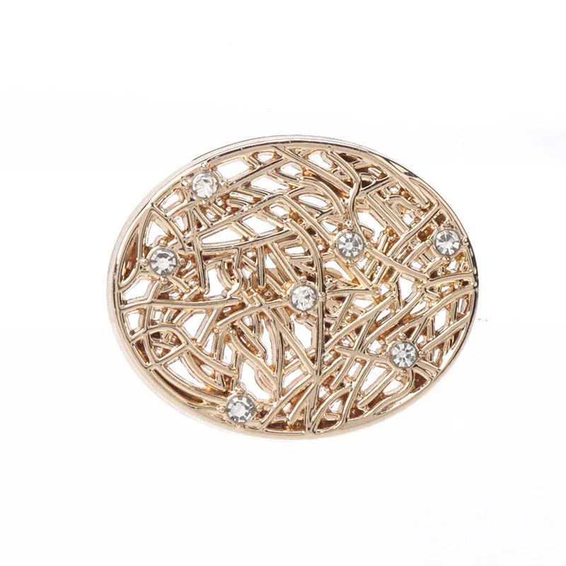 Rose Gold Oval Triangle Hollow Metal Rhinestone Buttons for Jackets Sweaters 20pcs