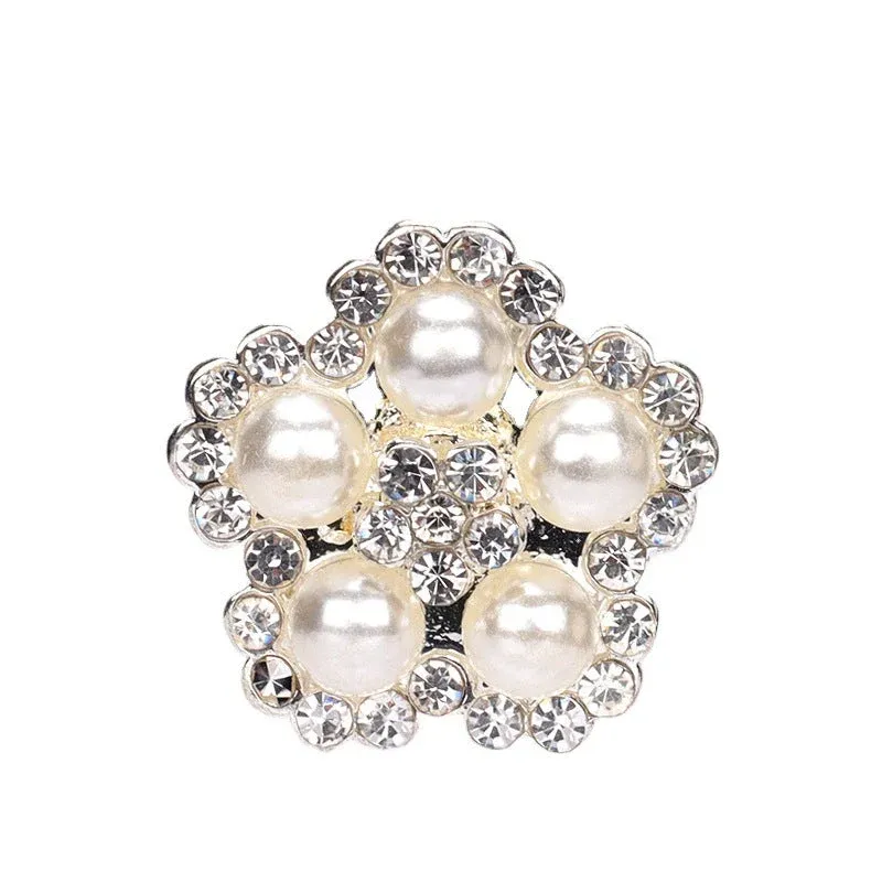19mm Rhinestone and Pearl Shank Buttons for Women's Coats Dresses 3pcs