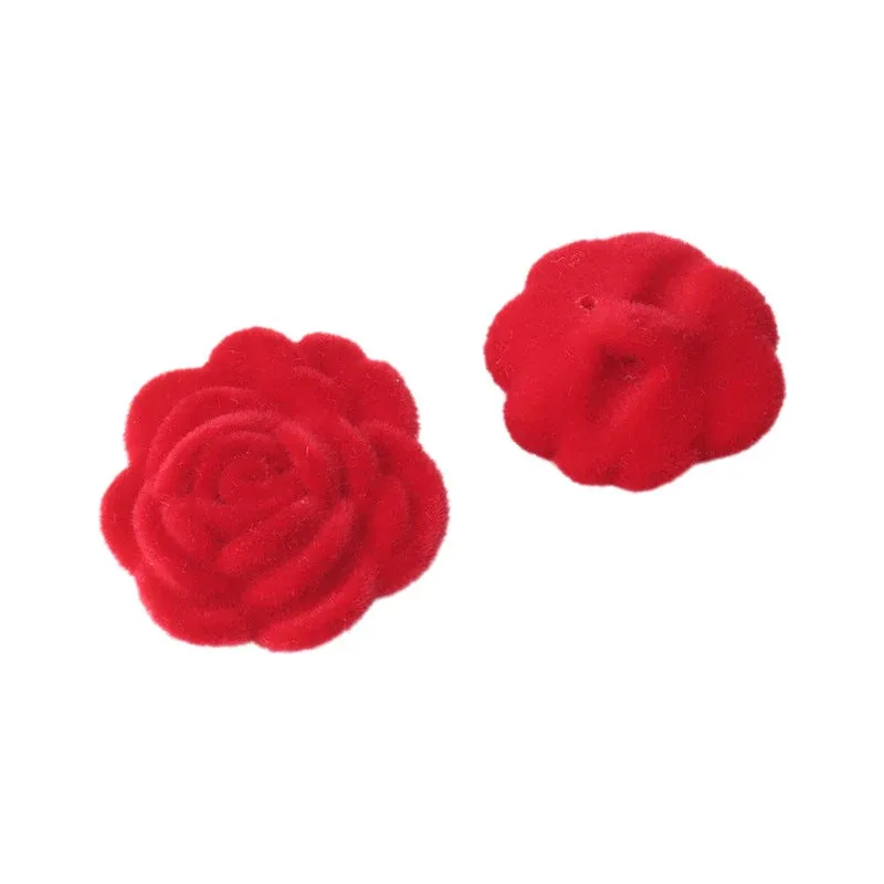 15/21/25mm White Black Green Red Velvet Colorful Rose Buttons 15 Pack Red