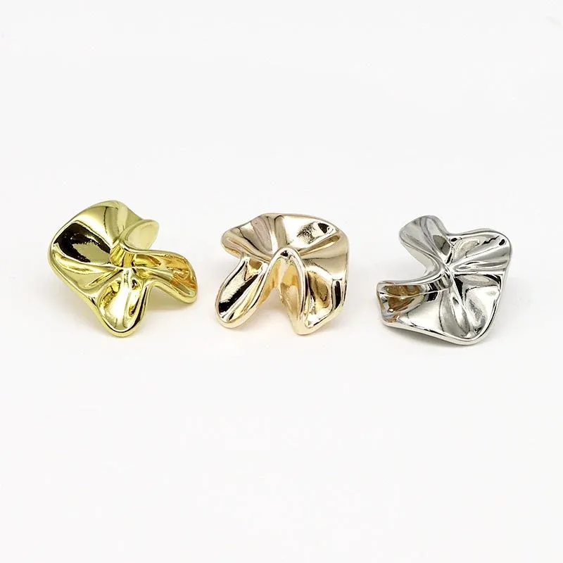 Architectural Metal Shank Buttons Uneven Geometric Floral 48pcs