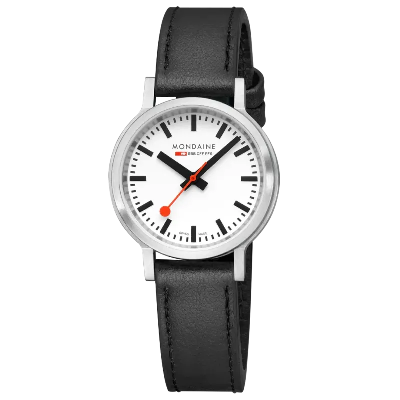 Mondaine Stop2Go Herrenuhr aus Schwarzes Leder, 34 MM - MST.3401B.LBV.SET