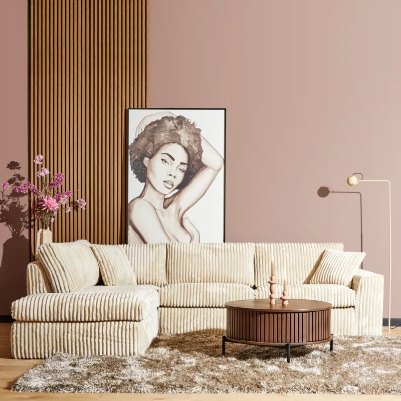 Ecksofa – Tilia 03, HR40 Kaltschaum, Kunststofffüße - Teddy | Starfurn