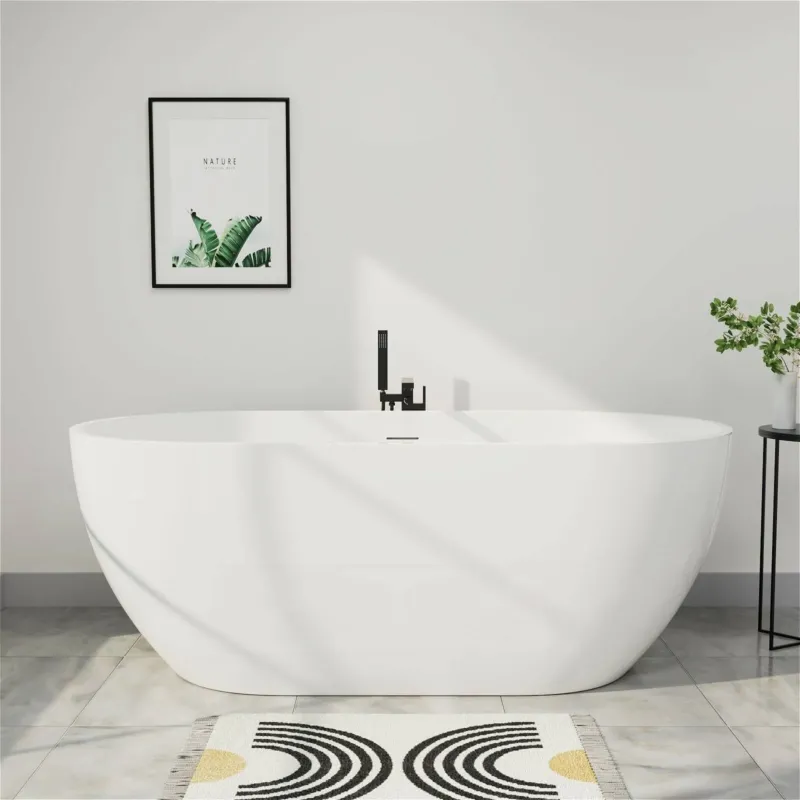 Mokleba 70"x31" Acrylic Oval Shape Freestanding Bathtub