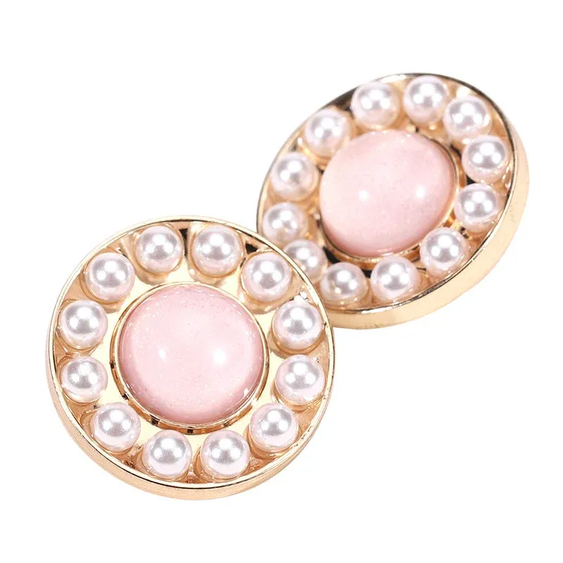 18-25mm Round Metal Resin Pearl Buttons with Shank 10pcs