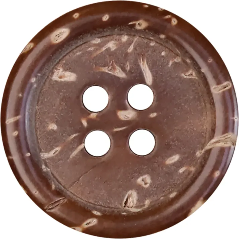 18-32L Natural Dark Brown Coconut Shell Buttons 60 Pack