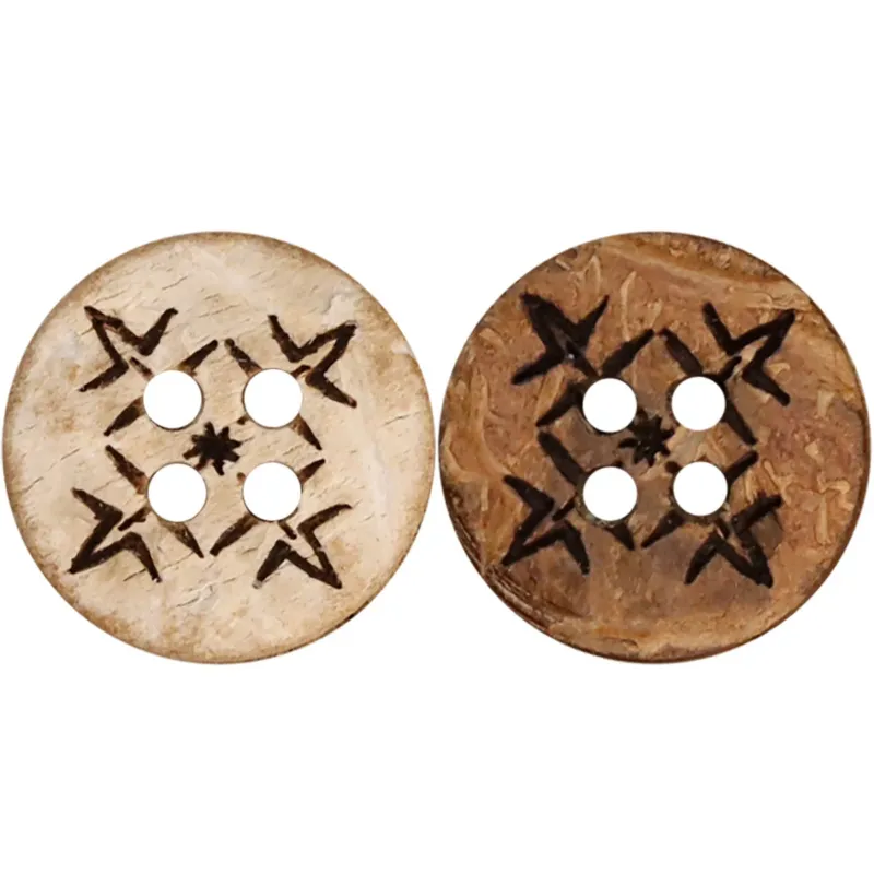 18-24L Coffee White Natural Wood Plum Blossom Thickened Buttons 20 Pack