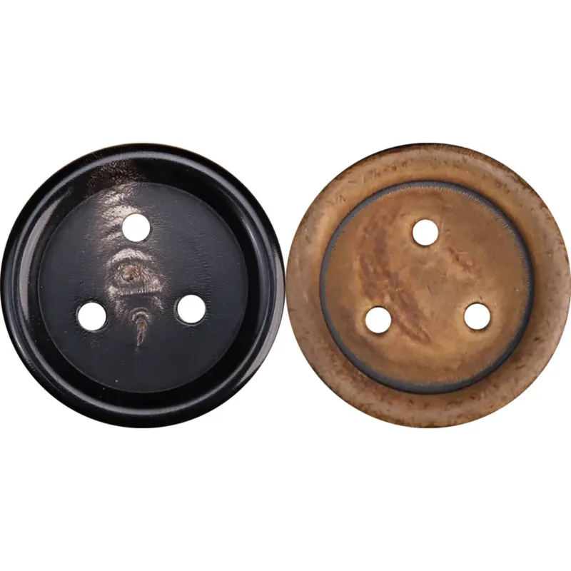 3-Hole Retro Black Yellowish-Brown Horn Buttons 10pcs
