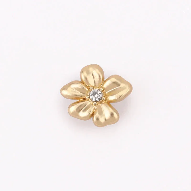 Crystal Flower Metal Shank Buttons 11.5mm Set of 20 – Sand Gold & Nickel
