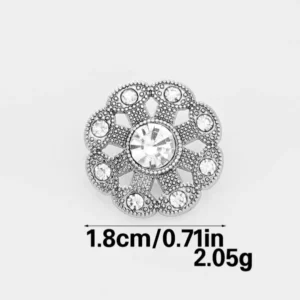 18mm Gold Silver Rhinestone Inlaid Zinc Alloy Shank Buttons – 10pcs Silver
