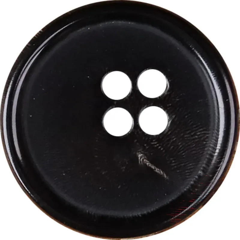 Black Natural Horn Round 4-Hole Slim-Edge Buttons – Set of 20