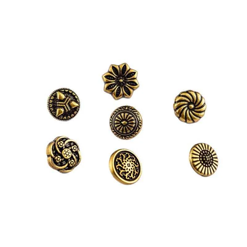 10mm Chinese Style Antique Bronze Zinc Alloy Shirt Buttons - 70pcs