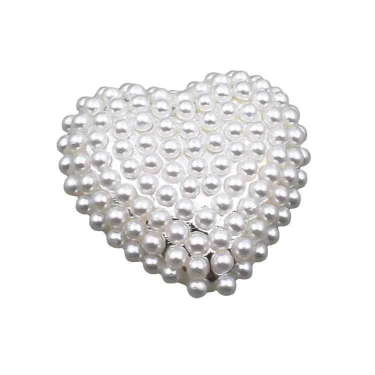 Heart Pearl Rhinestone Luxury Metal Buttons for Cardigans 12pcs