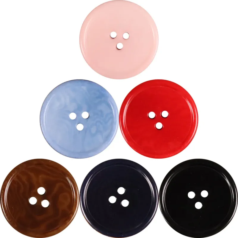 Natural Palm Nut Buttons Round 3-Hole Thin-Rim Candy Colors – Set of 20
