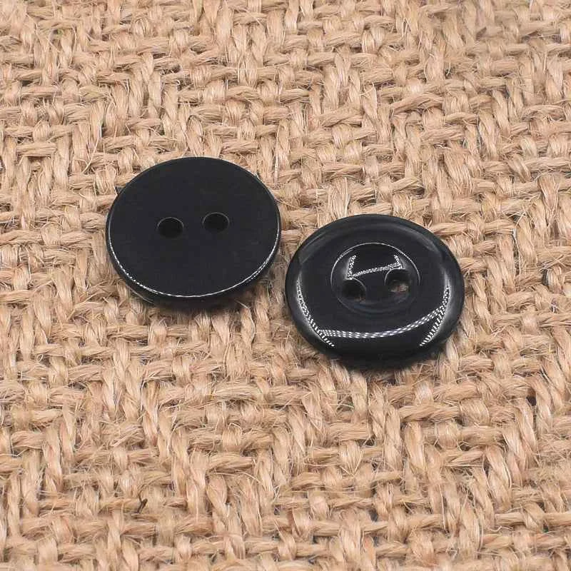 Round 2-Hole Black White Resin Buttons for Universal Uniform 100 Pack Black