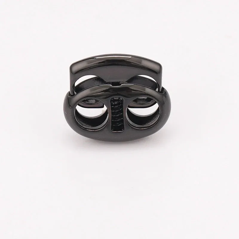 Oval Pig Nose Two-Hole Metal Spring Drawstring Cord Lock – 20Pcs Gunmetal