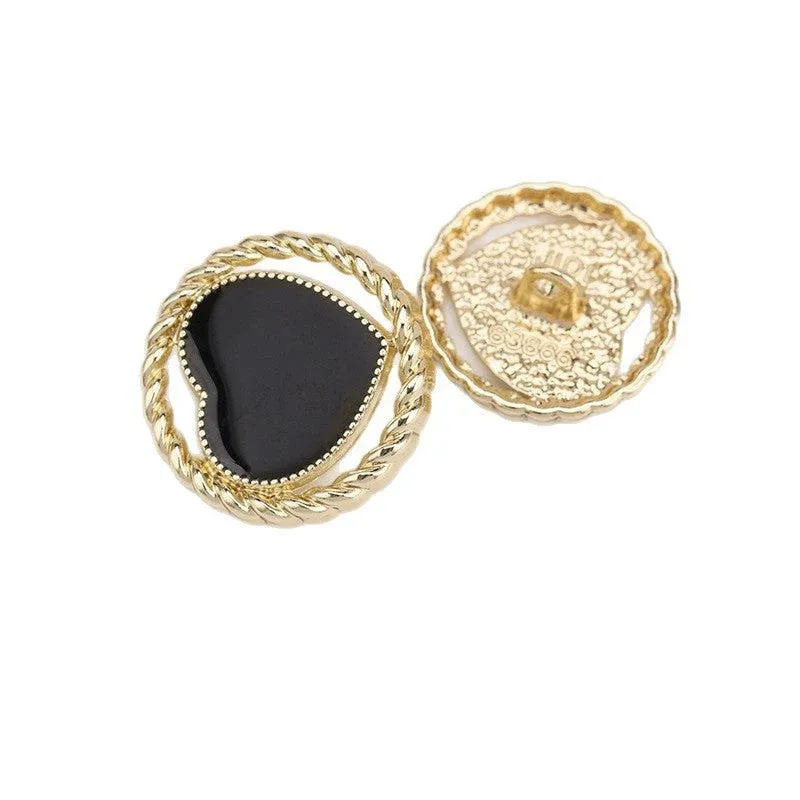 Hollow Heart Enamel Metal Shank Buttons Set of 20 – Light Gold & Nickel Gold Black