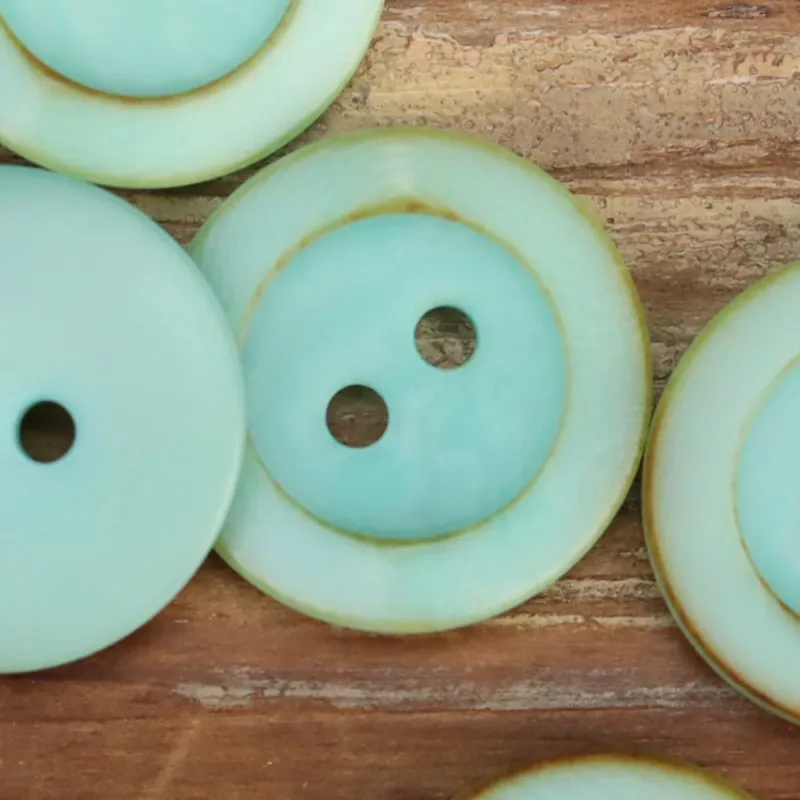 Palm Nut Round 2-Hole Buttons with Scorched Rim Edge – Set of 20 Sky Blue