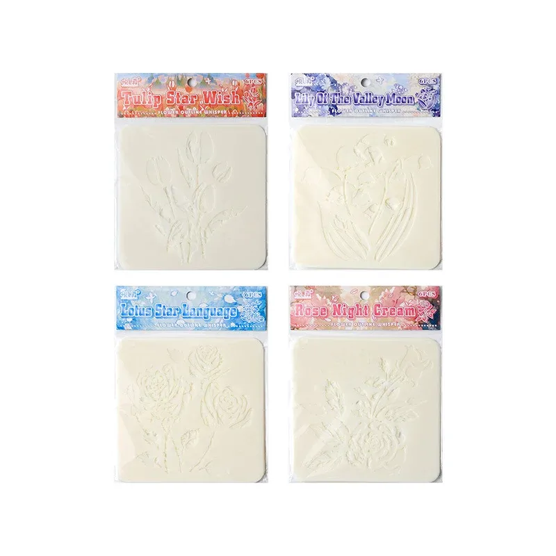 Floral Stencil Templates – 4 Designs × 6 Sheets,Reusable PVC Painting Stencils