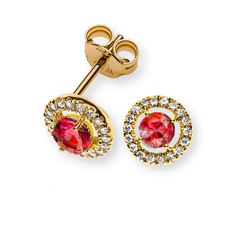 Ohrringe Gelbgold 750 mit Rubinen und Brillanten