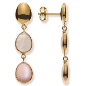Ohrhänger Gelbgold 750 mit Aventurin und Peachmoonstone