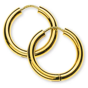 Kreolen Gelbgold 750 Runddraht 21mm mit Scharnier