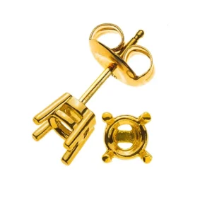 Ohrstecker Solitär Gelbgold 750 4-Griff Fassung für 2 Steine