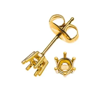 Ohrstecker Solitär 6-Griff-Fassung Rohling Gelbgold 750