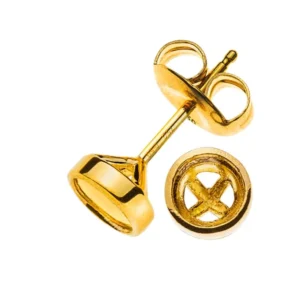 Solitär Ohrstecker Rohlinge Zargenfassung Gelbgold 750 für 2x 1.00ct.