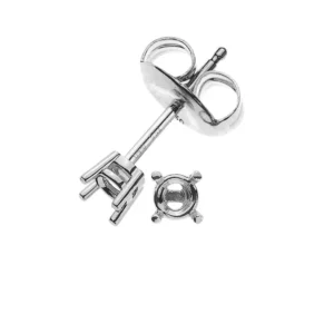 Ohrstecker Solitär-Rohling 4-Griff-Fassung Weissgold 750