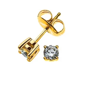 Solitär Ohrstecker 4-Griff Gelbgold 750 mit 2 Brillanten à 0.10ct.