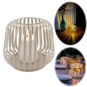 KI-generiertes Bild Solar Outdoor LED Windlicht Lampe Sand 20cm Stumpenkerze Timer Metall Kunststoff