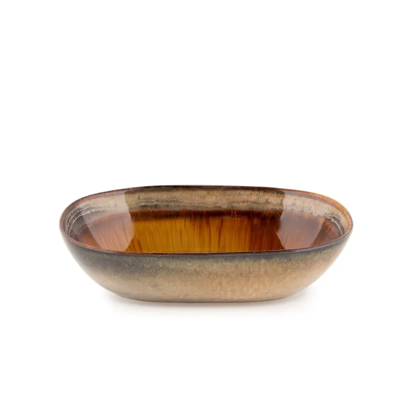 Schale – Steingut Material, Ovales Design, Mehrfarbige Glasur, L – Comporta | Bazar Bizar Antwerp