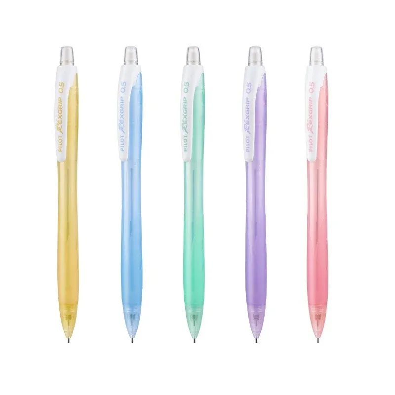 Pilot Rexgrip HRG-10R 0.5 mm Mechanical Pencils, 5-Colour Set 5 Pastel Color